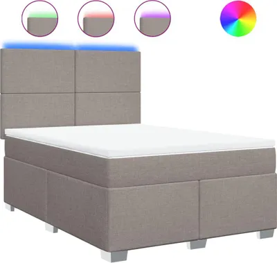 Immagine prodotto di vidaXL Letto a molle con materasso Taupe 140x190 cm in tessuto