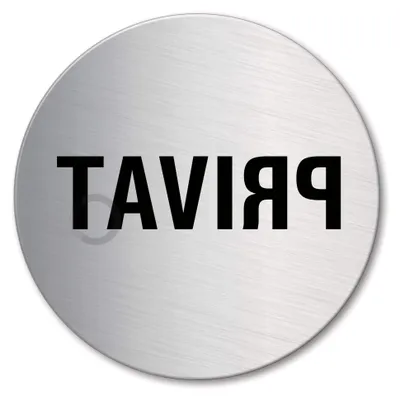 Produktbild von Türschild Privat Ø 75 mm aus Edelstahl gebürstet, selbstklebend