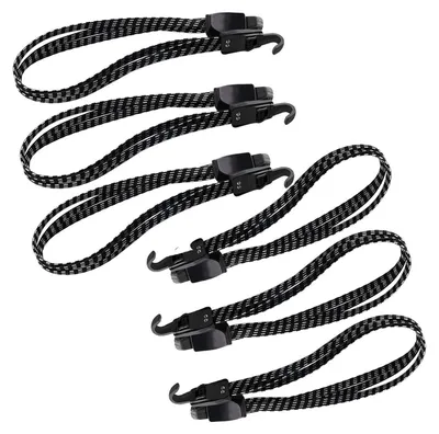 Produktbild von Gepäckspanner 6 Stück, 3-in-1 Spanngurt, elastisch, mit J-Haken, Nylon, Schwarz