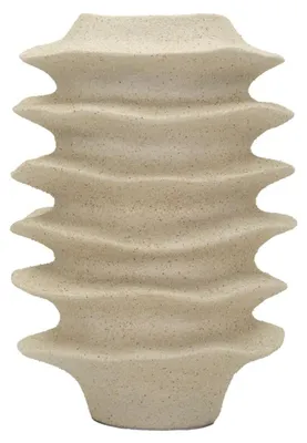 Image de Vase décoratif Japandi à motif de bandes ondulées