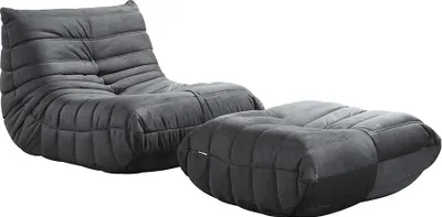 Produktbild von HOME DELUXE Relaxsessel mit Hocker CHILL - Anthrazit 102 x 87 x 70 cm | Sofa, Sessel, Couch, Liegesofa, Loungesessel