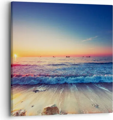 Produktbild von Bild auf Leinwand - Leinwandbild - Meer Strand Welle - 40x40cm - Wand Bild - Wanddeko - Wandbilder - Leinwanddruck - Bilder - Kunstdruck - Wanddekoration - Leinwand bilder - Wandkunst - AC40x40-3613