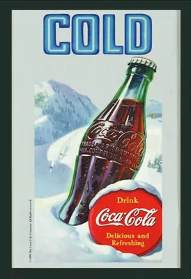 Produktbild von Coca Cola Kalt - 20x30 cm bedruckter Spiegel im Kunststoff Rahmen