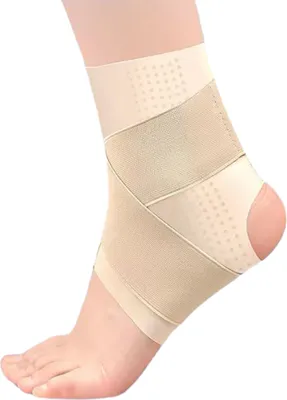 Produktbild von 1 Stück Knöchelstützstabilisator, elastischer, atmungsaktiver Kompressionsgurt für Arthritis, Achillessehnenentzündung, Plantarfasziitis, Gelenkschmerzen, Knöchelorthesen zur Schmerzlinderung und Vorbeugung von Verletzungen, Sportschutzausrüstung für Fußball, Basketball, Outdoor, Wandern