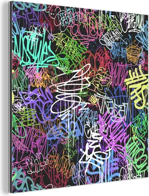 Obrázok produktu pre Nástenná dekorácia Kovový kovový obraz Wall Art 50x50cm Street art - Vintage - Maľba Muchowow Hliníkové obrazy