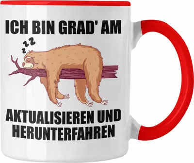 Produktbild von Trendation - Lustige Faultier Spruch Mitarbeiter Geschenk Arbeitskollege Tasse Kollegin Abschiedsgeschenk (Rot)