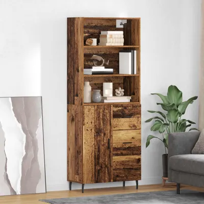 Image de vidaXL Meuble haut, 2 pièces, bois d'œuvre, 69,5 x 32,5 x 180 cm, matériau de bois
