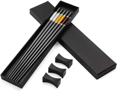 Produktbild von Famanu Essstäbchen Set - Edelstahl - 6 Stück - Schwarz