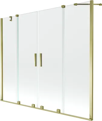 Produktbild von Mexen Velar Duo Badewannenabtrennung 2-flügelig, verschiebbar 190 x 150 cm, transparent, gold - 896-190-000-02-50
