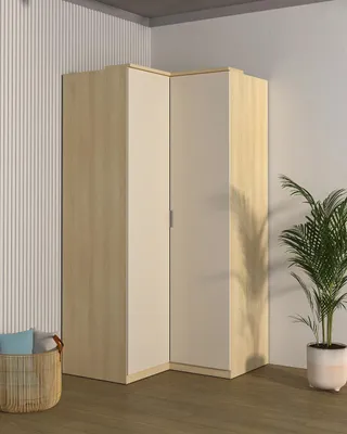 Obrázek produktu pro Rohová šatní skříň 109 cm GAMRIA - dub / béžová