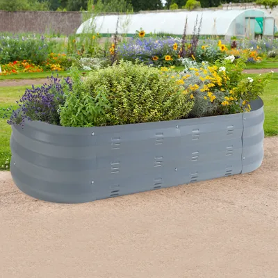 Produktbild von Pflanzbeet ‘Alfedena’ verzinkter Stahl oval 129 x 50 x 25 cm Anthrazit