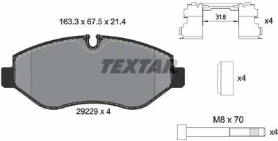 Obrázok produktu pre TEXTAR Sada brzdových doštičiek, kotúčová brzda Časť: 2922901