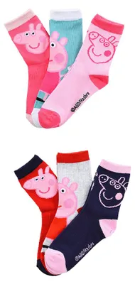 Produktbild von Peppa Wutz Pig Socken Mädchen 6 Paar Kindersocken mit Motiv | Baumwollsocken Set für Kinder, Größe:27-30