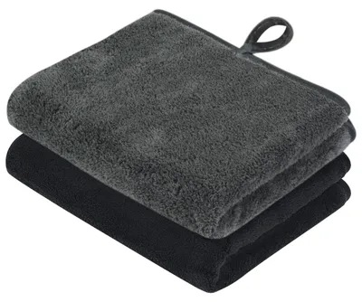 Image de Serviette microfibre - Lot de 2 - 30 x 50 cm - Noir - Séchage rapide