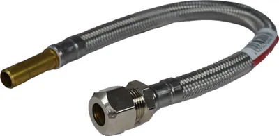 Zdjęcie produktu dla Wąż elastyczny DN8 500 mm ze stali nierdzewnej/TPE ze złączką zaciskową 10 mm x gniazdo rury 10 mm, wąż opancerzony DVGW: 500 mm Rozmiar: 500 mm