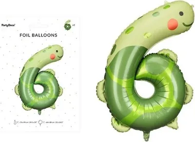 Produktbild von Fröhlicher Turtle Luftballon Zahl 6 – Spaß für Kinderpartys