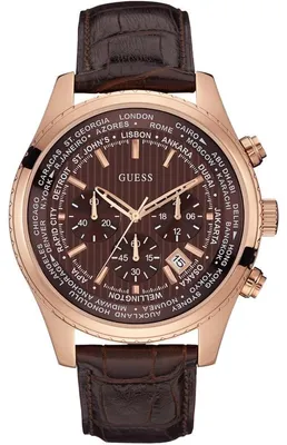 Produktbild von Guess W0500G3 Pursuit roségold braun Leder Armband Uhr Herren NEU