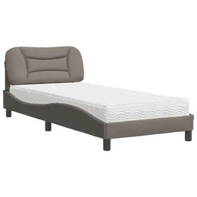 Zdjęcie produktu dla Łóżko z materacem, Hvar, taupe, 80x200 cm, obite tkaniną