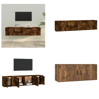 Produktbild von vidaXL 3 tlg. TV Schrank Set Räuchereiche Holzwerkstoff - TV-Schrank-Set - TV-Schrank-Sets - TV-Schrank - TV-Ständer