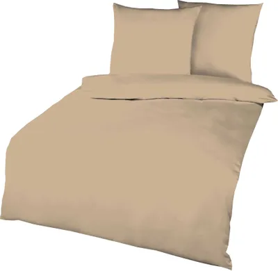 Produktbild von Kaeppel Biber Bettwäsche Uni Gelb Sand Lind Hellblau Terra Weiß Rot Anthrazit Leinen Silber Einfarbig, Farbe:Sand, Größe:155x220cm Bettwäsche
