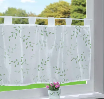 Produktbild von Scheibengardine Voile »Ulm« HxB 43x100 cm Zweig Bedruckt Sichtschutz Transparent Küchenfenster