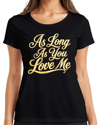 Obrázek produktu pro Tričko s potiskem "As Long As You Love Me", písnička "Liebe", žánr: pop z 90. let, romantické, dámské, barva: černá, velikost: L