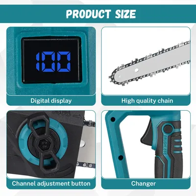 Produktbild von Akku-Kettensäge - 30 cm - 3000 W - Bürstenloser Motor - 2 Akkus inklusive - Zum Beschneiden und Brennholzsägen