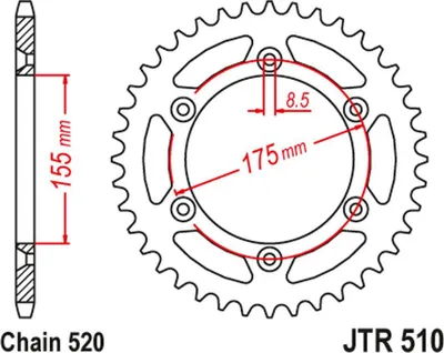 Immagine prodotto di JTSPROCKETS Pignone posteriore