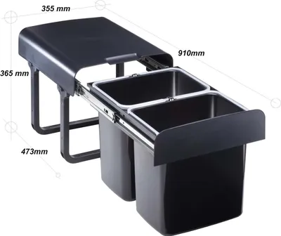 Produktbild von EKOTECH Ekko 40  Abfallsammler 2x16L Schwarz für 40 cm Schrank