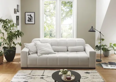 Produktbild von Big-Sofa >Maggy< Sitztiefen- / Kopfteilverstellung, creme - 242x110x121cm (BxHxT)