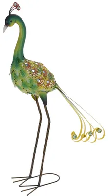 Produktbild von Pro garden Garten/Haus Vogelstatue - Metall - Pfau - 12 x 80 cm