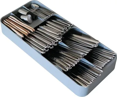 Produktbild von Besteckorganizer für Küchenschublade - Aufbewahrungssystem mit 9 Fächern - grau