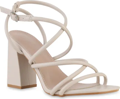 Produktbild von VAN HILL Damen Riemchensandalette Sandalette Klassische Party Schuhe 841570, Farbe: Beige, Größe: 40