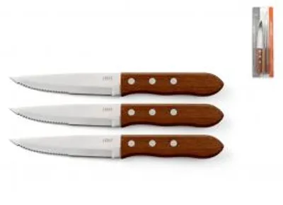 Immagine prodotto di H&H Set 3 Coltelli Arizona In Acciaio Inox E Manico Legno Naturale
