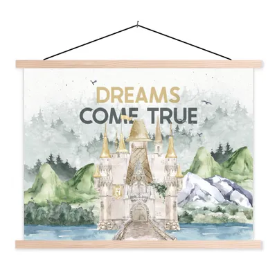 Produktbild von MuchoWow® Textilposter Zitate - Träume werden wahr - Kinder - Sprichwörter - Kinder - Baby 40x30 cm mit holzfarbenen Rahmen - Bilder