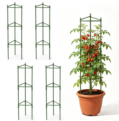 Image de Omgoods - Lot de 4 supports d'escalade réglables pour tomates, en treillis métallique, 130 cm