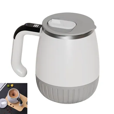 Produktbild von 380ml Elektrische Kaffeetasse,316 Edelstahl, Lebensmittel Echte Kaffeetasse,USB Wiederaufladbar,Automatische Magnetische Teetasse,Temperaturanzeige