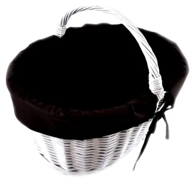 Produktbild von MyBer® Einkaufskorb aus Rattan, Weidenkorb, Flaschenkorb, Geschenkkorb, geflochten, BTH 43/33/25cm (35cm mit Henkel), stabiler Tragekorb mit schwarzer Stoffeinlage