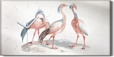 Produktbild von Wohnzimmer-Bild Leinwand Uhr Geräuschlos 60x30 Malerei Tier Vogel Kunst - weiße Hände