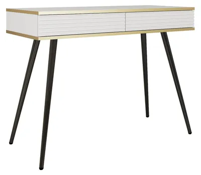 Produktbild von Glamouröser weißer Schminktisch mit schwarzen Beinen, 102 x 80 x 50