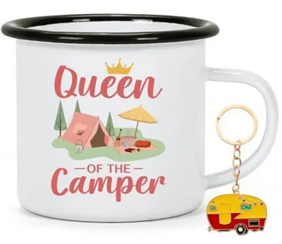 Produktbild von Emaille Tasse Camping mit Spruch Queen of the Camper 350ml