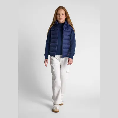 Immagine prodotto di Gilet imbottito da donna Minoti, colore blu scuro, con cappuccio - Bodywarmer per bambini, con zip, ideale per attività all'aperto