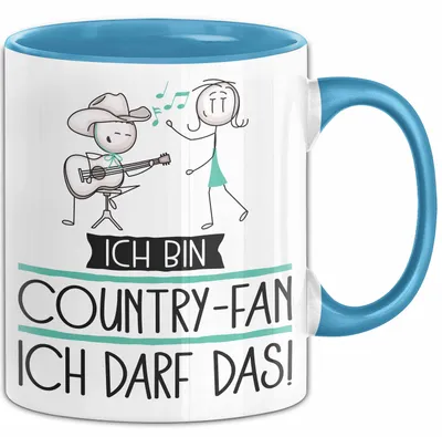 Produktbild von Geschenk für Country-Fan Tasse Lustige Geschenkidee Geburtstag Ich Bin Country-Fan Ich Darf Das (Blau)