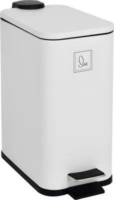 Produktbild von SVITA Mülleimer, Weiß, 5L, Rechteckig, Modell ST5, 14x29x28cm (BxTxH), Inneneimer: 14x22.5x24cm (BxTxH), pulverbeschichteter Stahl mit Kunststoff-Inneneimer, 1kg, Tretmechanismus, Soft-Close, herausnehmbarer Inneneimer, rutschfestes Fußpedal