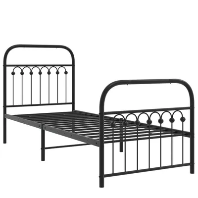 Produktbild von Bettgestell mit Kopf- und Fußteil Metall Schwarz 75x190 cm