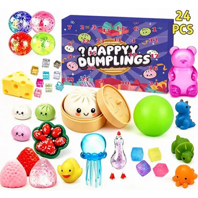 Produktbild von Squishy Adventskalender 24 Überraschungen Fidget Spielzeug, Sammelfiguren, Weihnachtsgeschenk für Kinder & Erwachsene (zufällig 24 Spielzeuge)