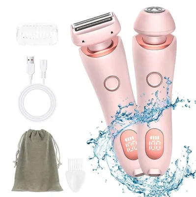 Produktbild von Rasierer Damen 2 in 1 Elektrischer Rasierer für Frauen Intimrasierer für Frauen mit IPX7 Wasserdicht Rasierer Wet und Dry Schmerzfreier Intimrasierer Rosa