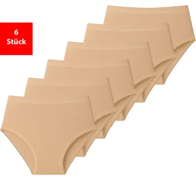 Produktbild von Taillenslip Damen Slip im 3 - 6er Pack Baumwolle Unterhose Schlüpfer Maxislip - Beige 56/58 6er