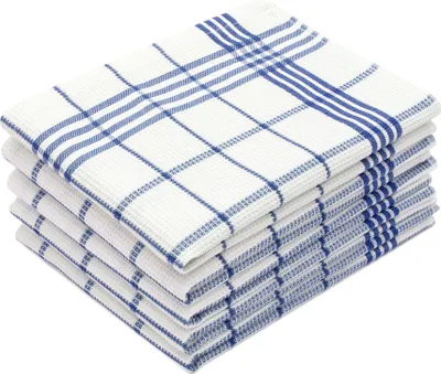 Produktbild von 5er Set Geschirrtücher, 50x70 cm, 100% Baumwolle, Waffelpique, blau-weiß-kariert