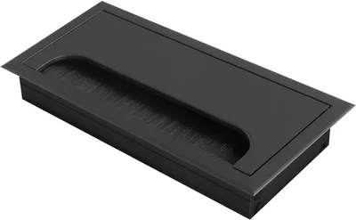Productafbeelding van Kabeldoorvoer - Kabelgoot Desktop - Bureau Organisatie - Met Borsteldeksel - 80 x 160 mm - Zwart